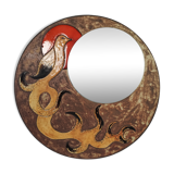 Enamel mirror on Volvic lava by Jacques Avier, 1980s