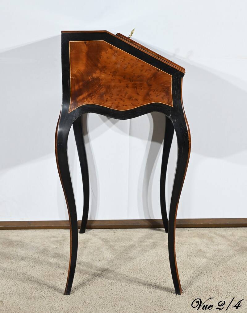 Blackened pearwood and amboyna sloping desk, Napoleon III period, mid-19th century
