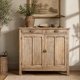 Antique patinated Parisian buffet with shell handles.