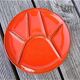 6 compartmentalized plates in red enamelled sandstone