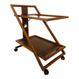 Vintage wooden trolley serving cart, 1960