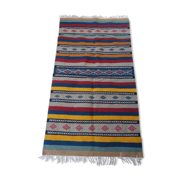 Tapis kilim berbère multicolore fait à la main 110x190cm
