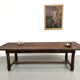 Brutalist farmhouse table in solid oak, 270 cm, 1920s.