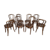 Série de 8 chaises bistrot troquet bois courbé vintage 1960