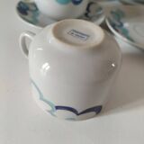 6 vintage cups and 6 saucers with blue cloud decoration by Chriss G.