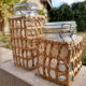 Pair of glass jars and rush