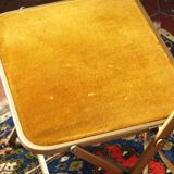 Folding chaisor chairs, gold structure and vintage golden yellow velvet