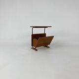 Vintage Walnut Side Table with Magazine Rack, 1960s