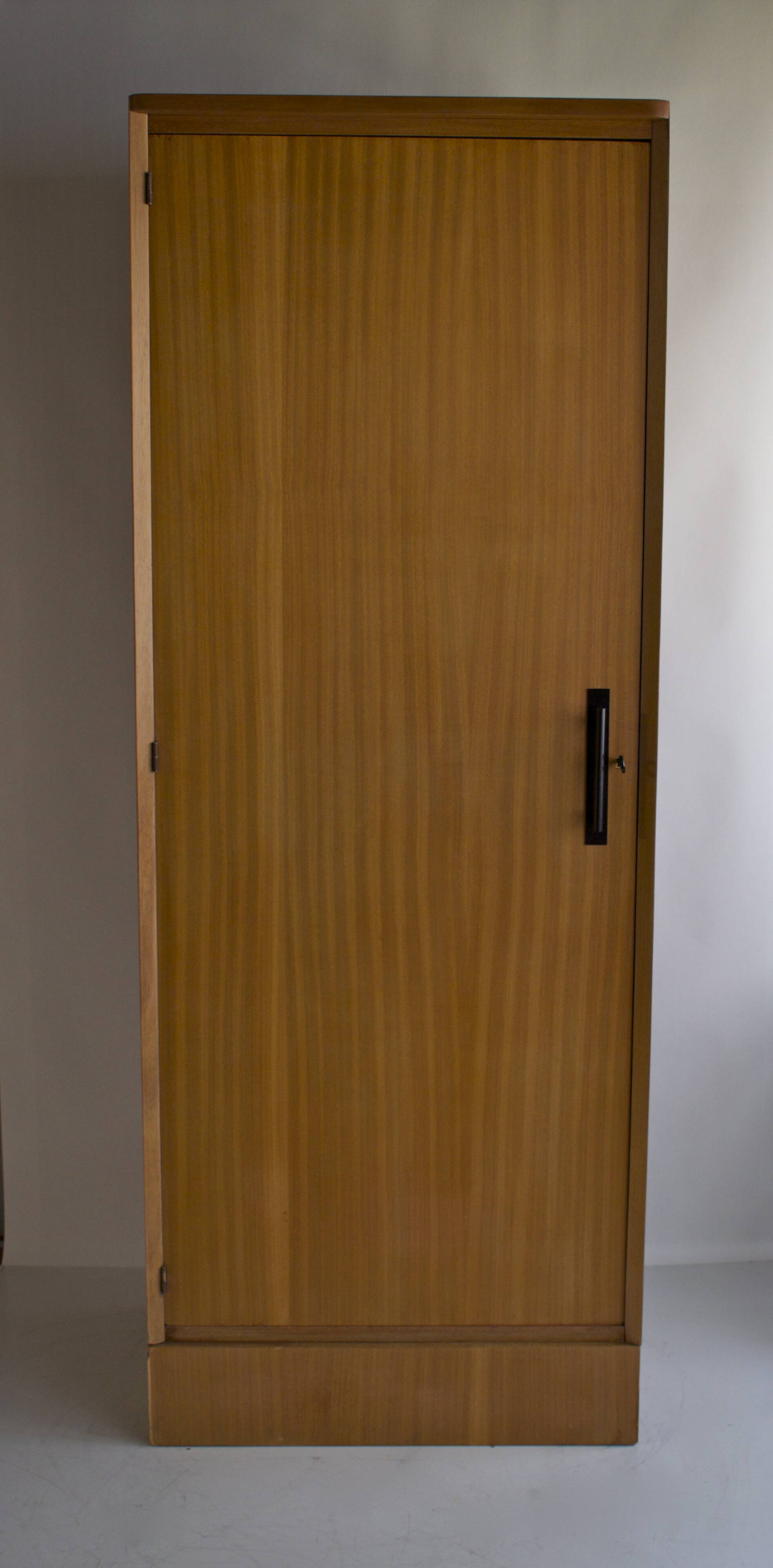 Parisian wardrobe in natural blond mahogany from the 1960s