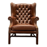 Brown leather vintage chesterfield wing chair