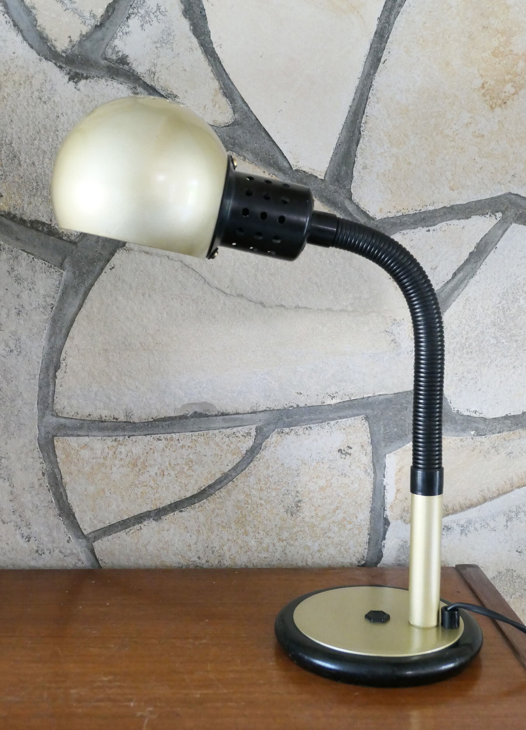 Tablle lamp or desk aluminor 1970's rare golden color