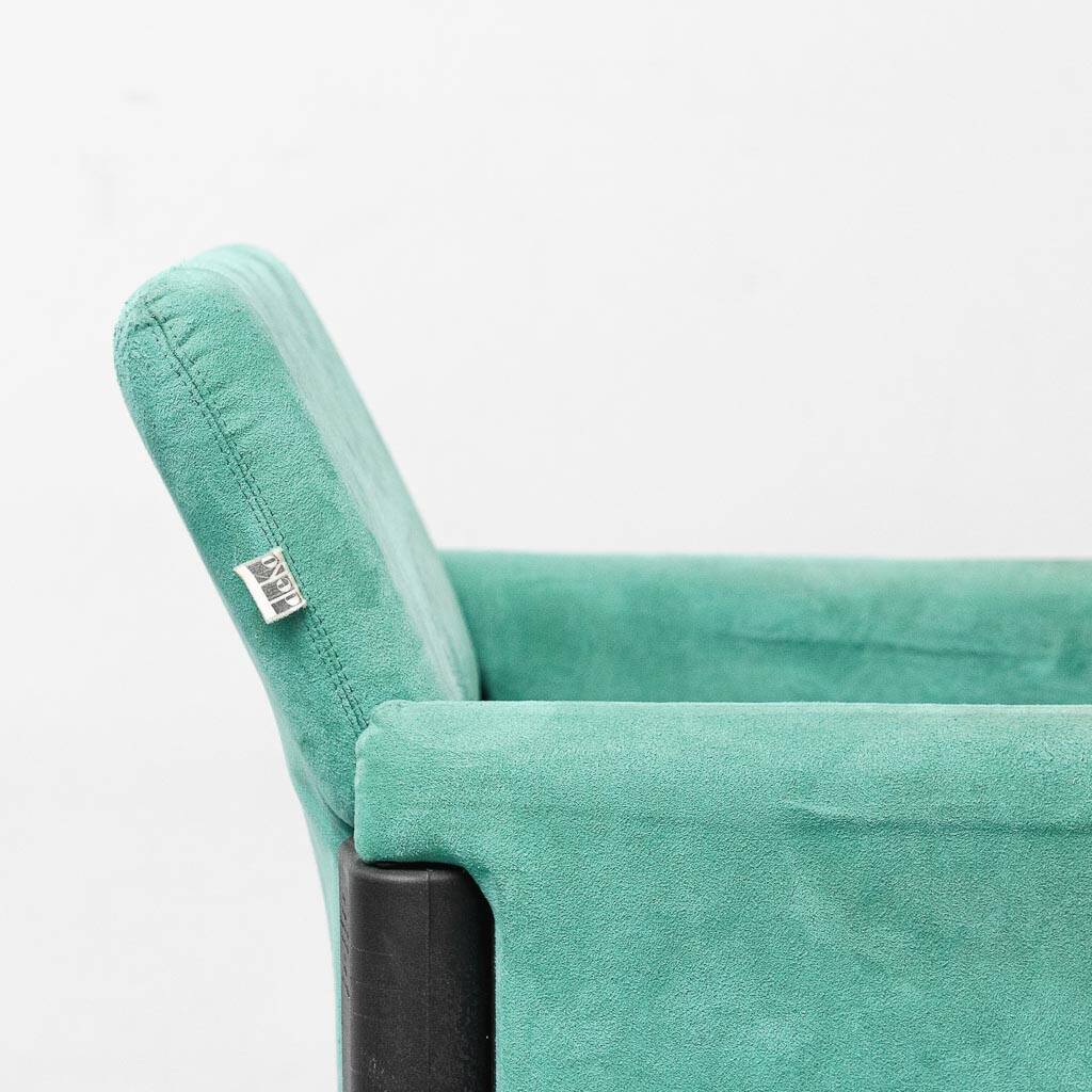 Set of 6 Roota velvet armchairs in green by Buzzati & Rocchi, 1970s