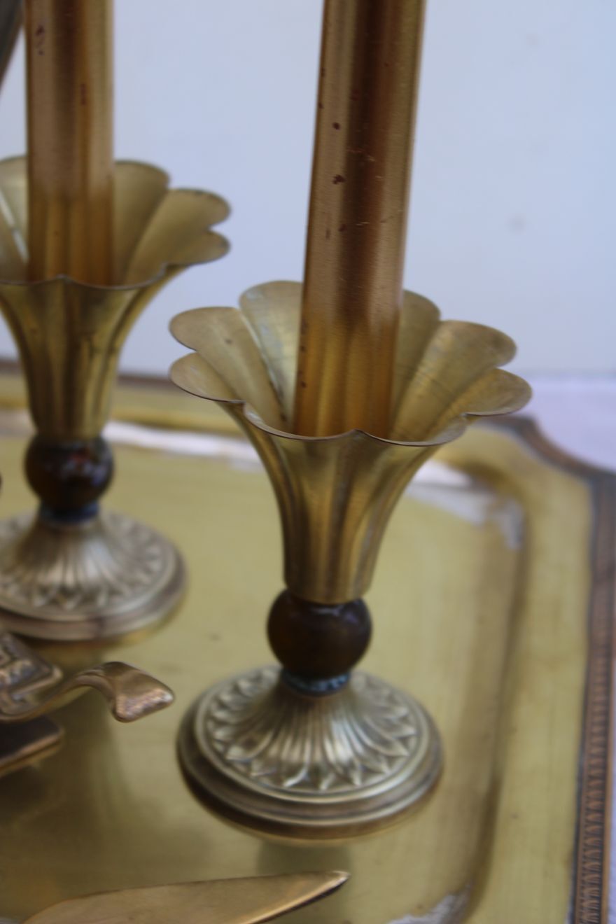 Pair of golden candle holders