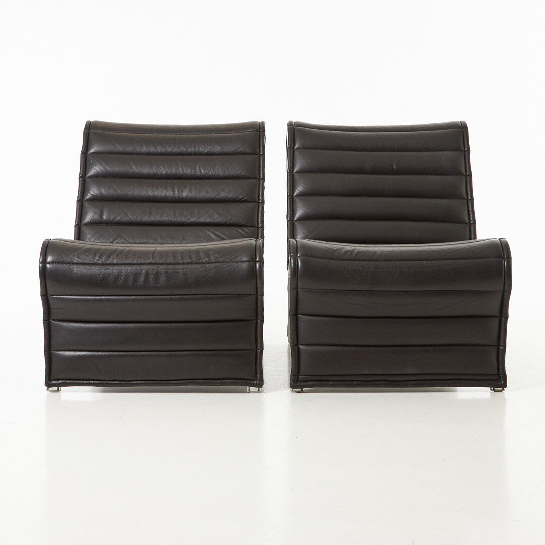 Pair of leather and aluminum lounge chairs by Eric Sigfrid Persson 60s 70s