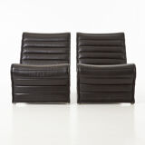 Paire de chaises longues en cuir et aluminium oar Eric Sigfrid Persson années 60 70