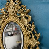 Bronze mirror napoleon III H39x23 decoration with putti and mascaron