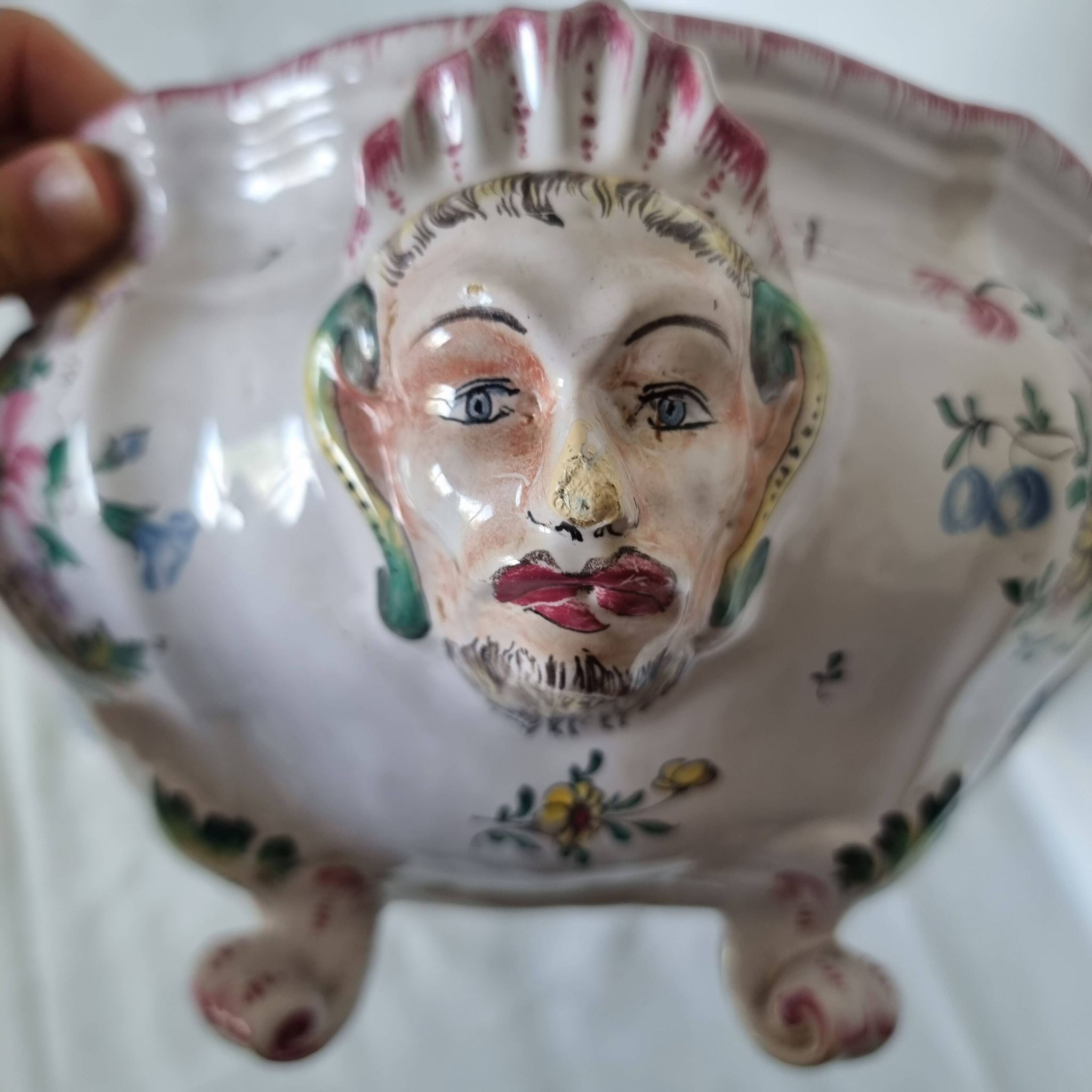 Antique 18th century Marseille earthenware planter by Veuve Perr