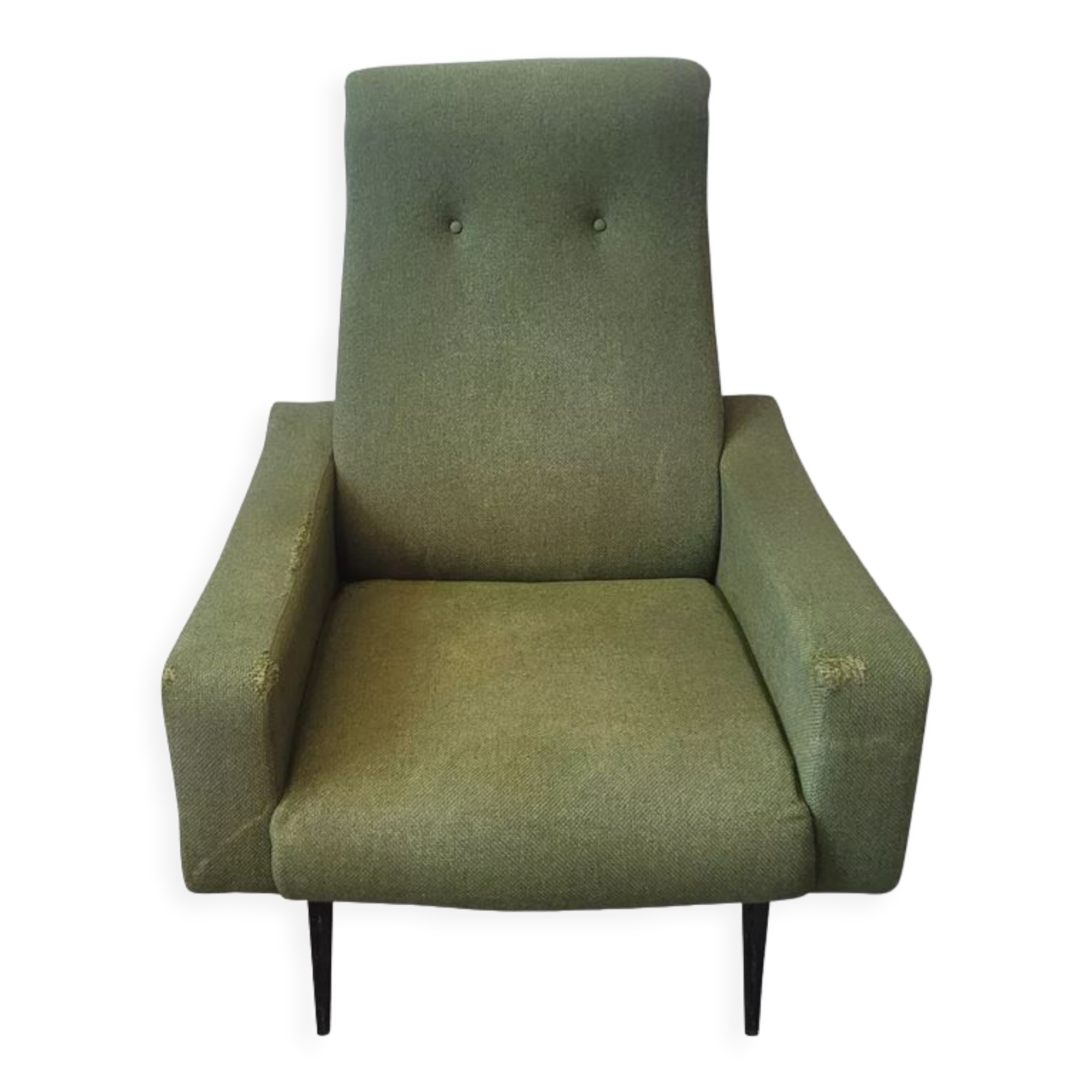 Fauteuil vintage style scandinave tissu vert