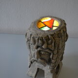 Lampe sculpture tete gaulois signee Mazoyer 1977