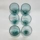 6 Large Wine or Water Balloon Glasses in Petrol Blue Color Blown Glass