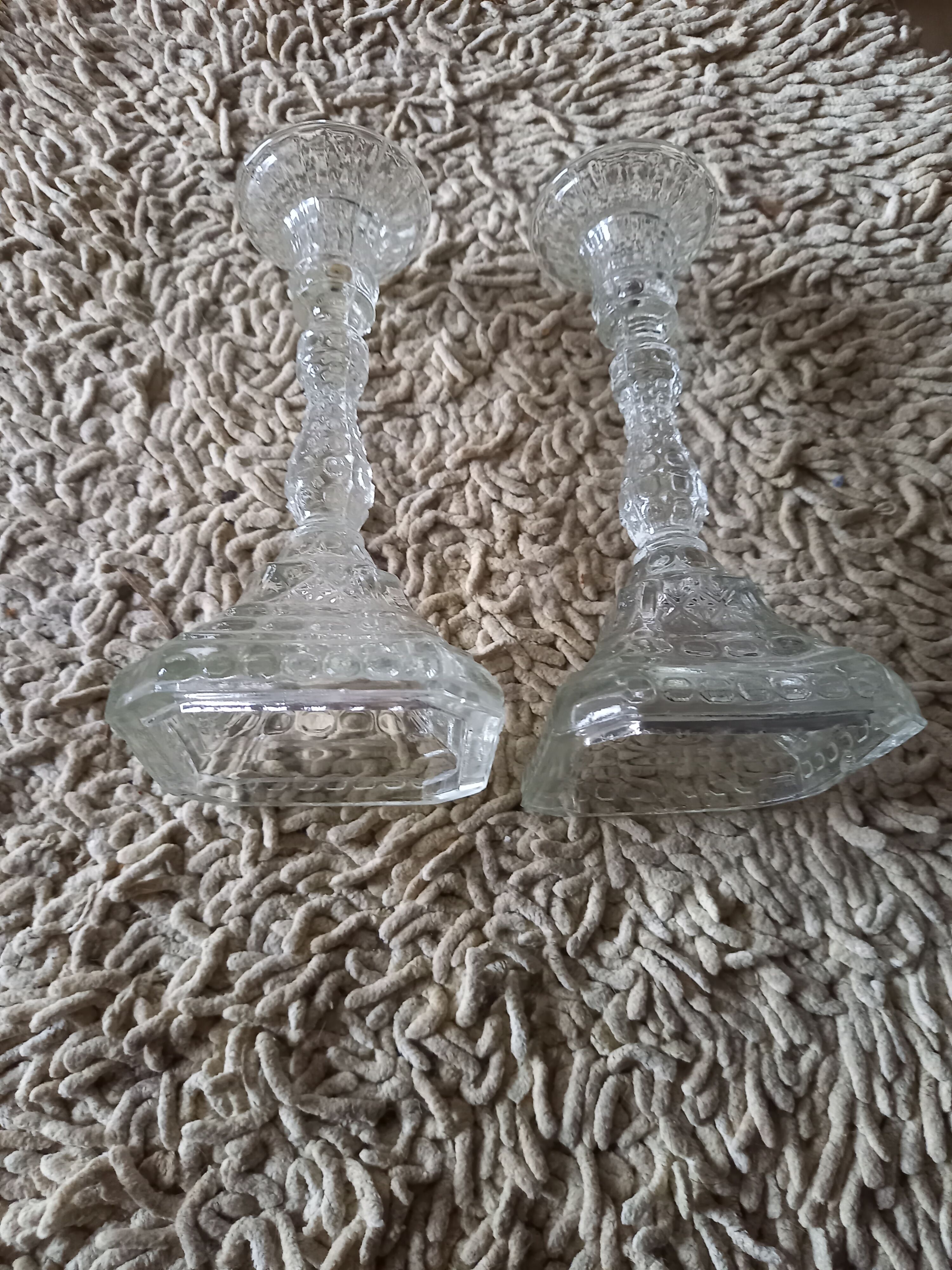 Pair of glass candle holders