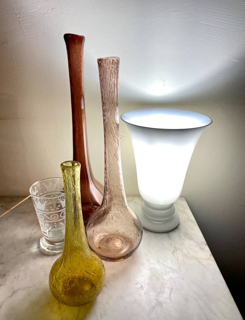 Lamoe tulipe en opaline, câble tissu neuf