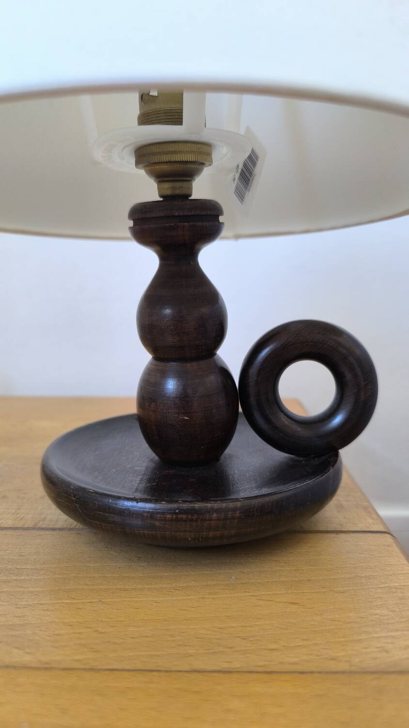 Turned wood table lamp