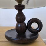 Turned wood table lamp