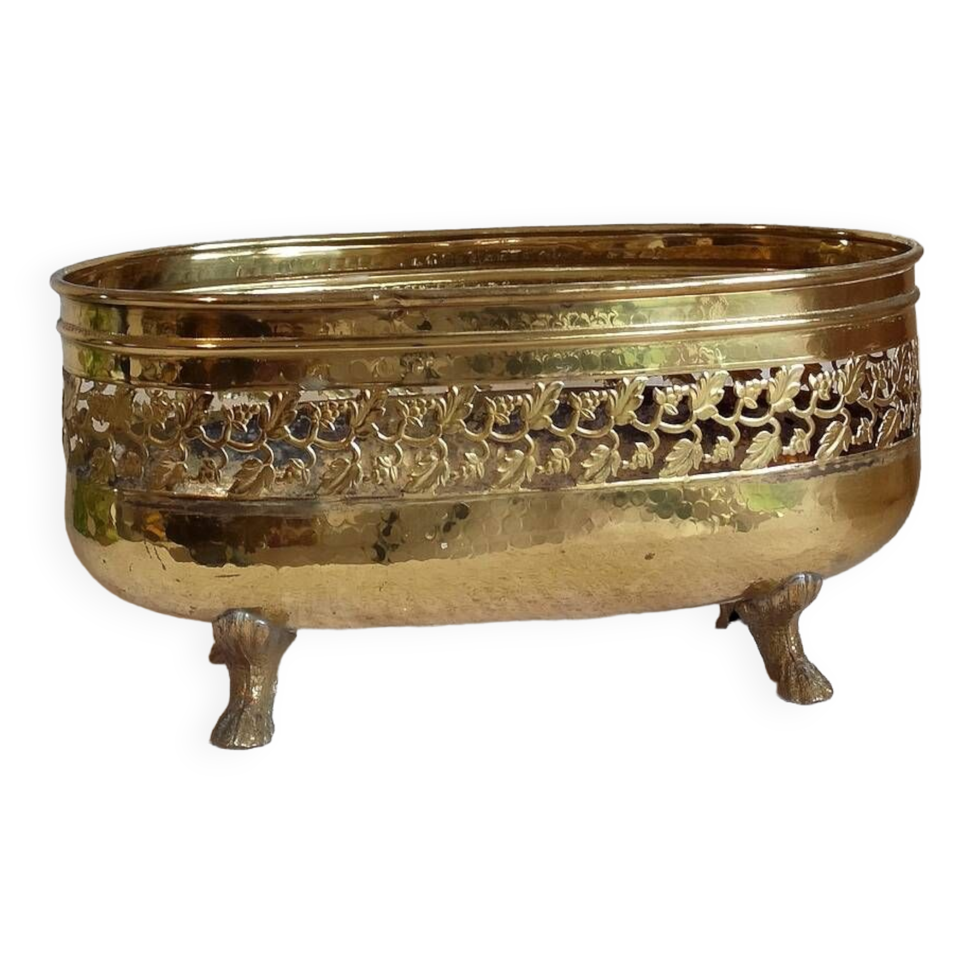 Old golden metal planter