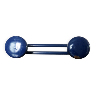 Blue lacquered metal wall coat rack, 1970