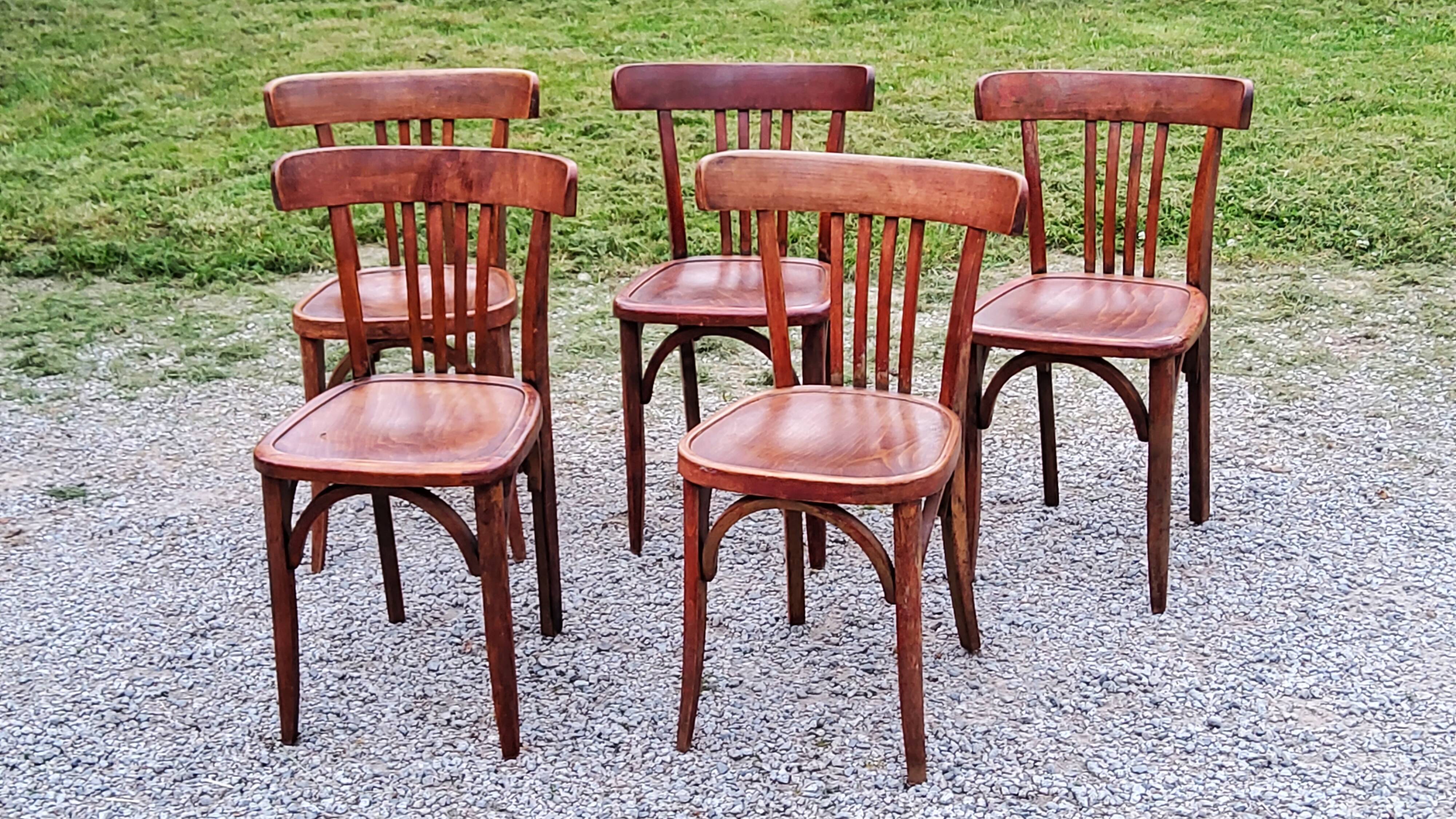 Set of 5 Stella bistro chairs from the 50s