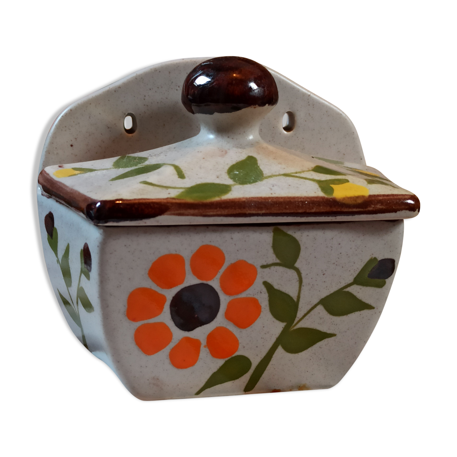 Ceramic wall pot flowers 1970