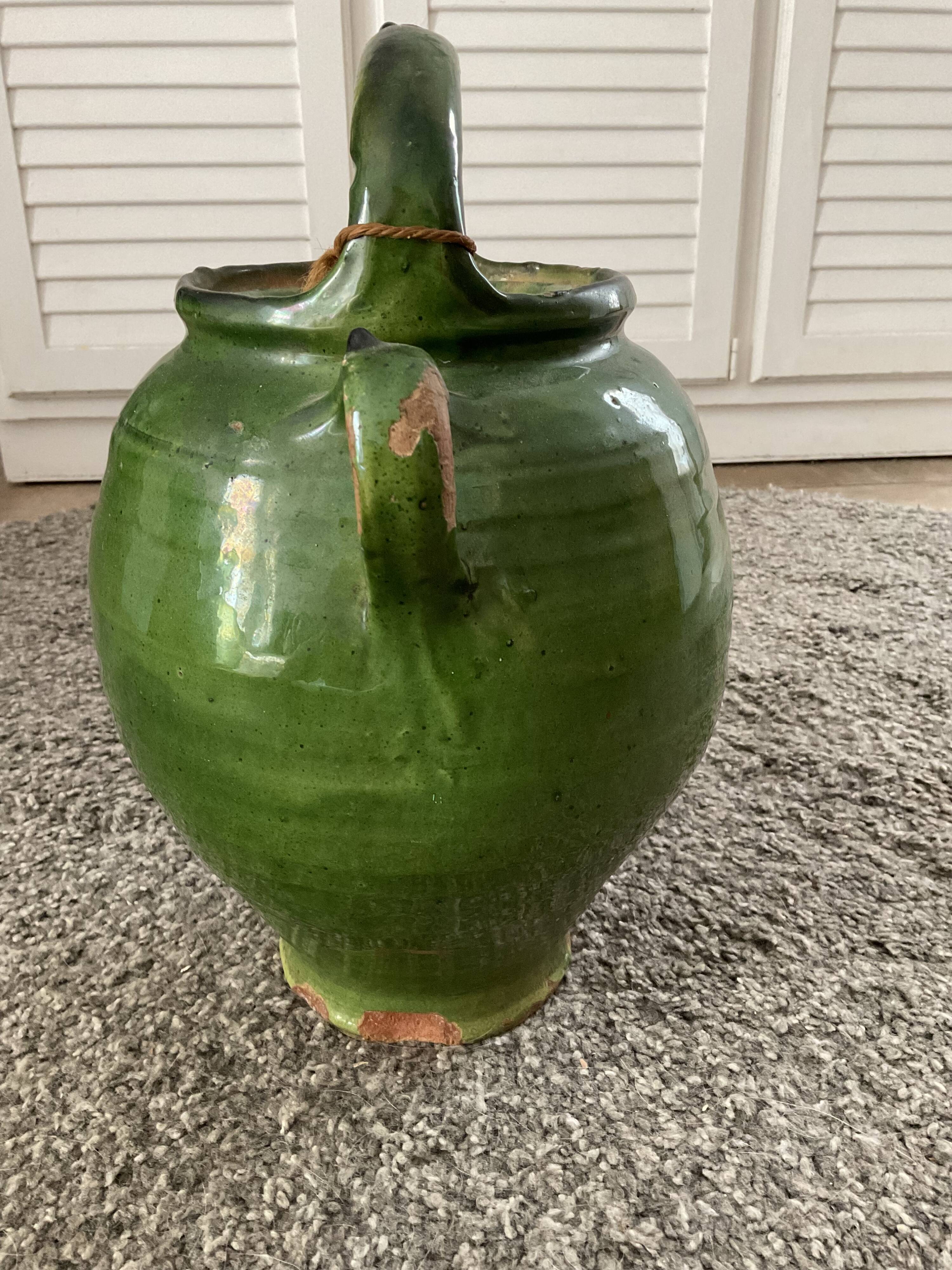 Gargoulette, chevrette, water pot. glazed terracotta.antic