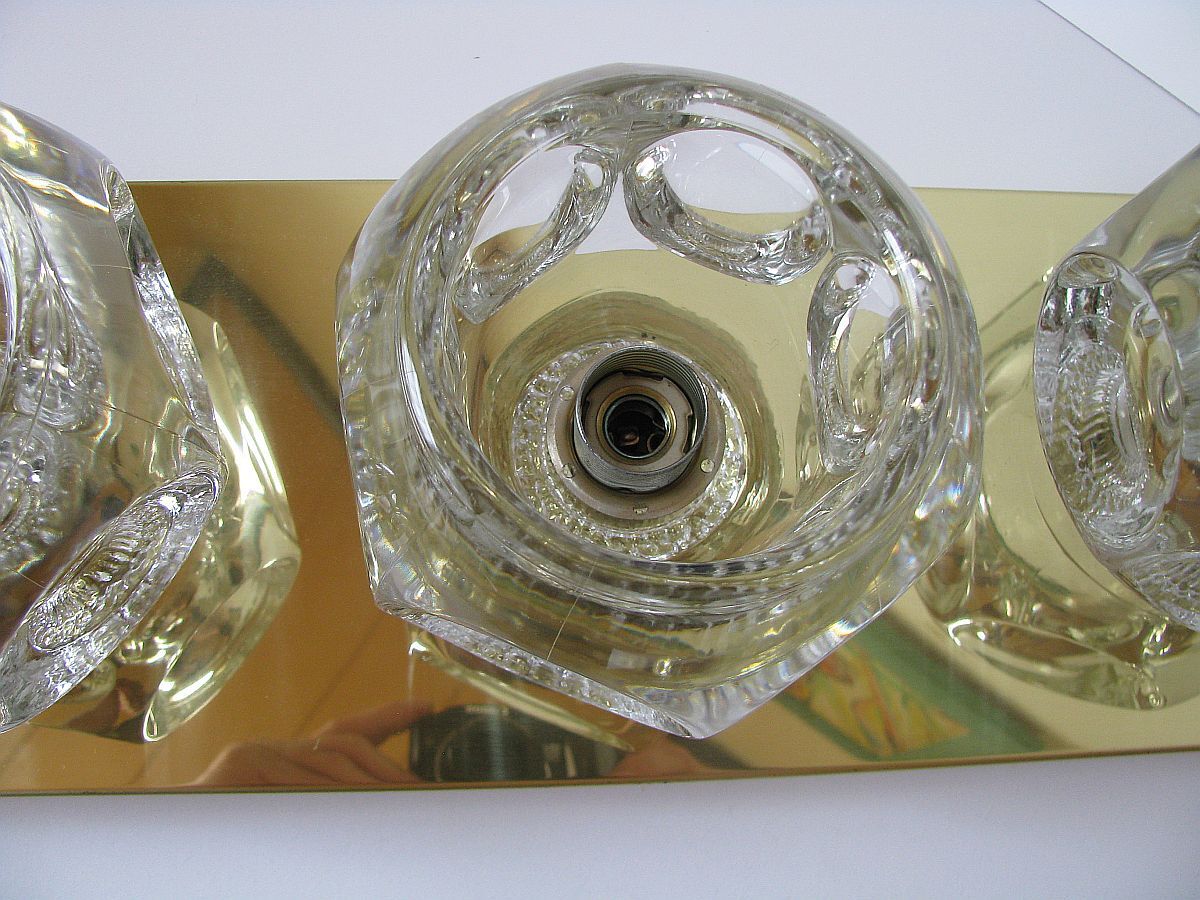 Applique en laiton et en verre de Peill et Putzler années 1970