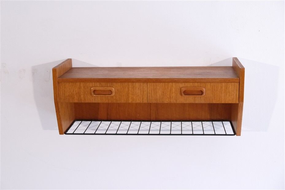 Etagere vintage scandinave en teck et metal 1960