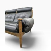 Vintage black leather armchair/sofa/living room by Eric Merthen