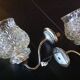 Pair of structured glass and chrome metal, 60s