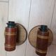 Pair of wall lights in rattan and caning