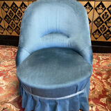 2 toad armchairs in blue velvet