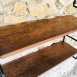 Vintage metal and wood wall shelf, Scandinavian circa 60