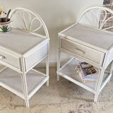 Pair of Vintage Rattan Bedside Tables
