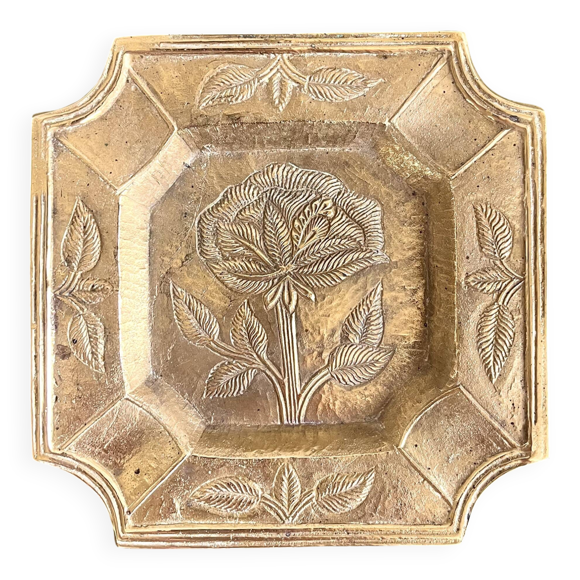 Vintage engraved brass ashtray