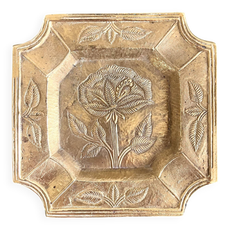 Vintage engraved brass ashtray