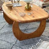 Table basse danoise brutaliste en pin d'Oregon