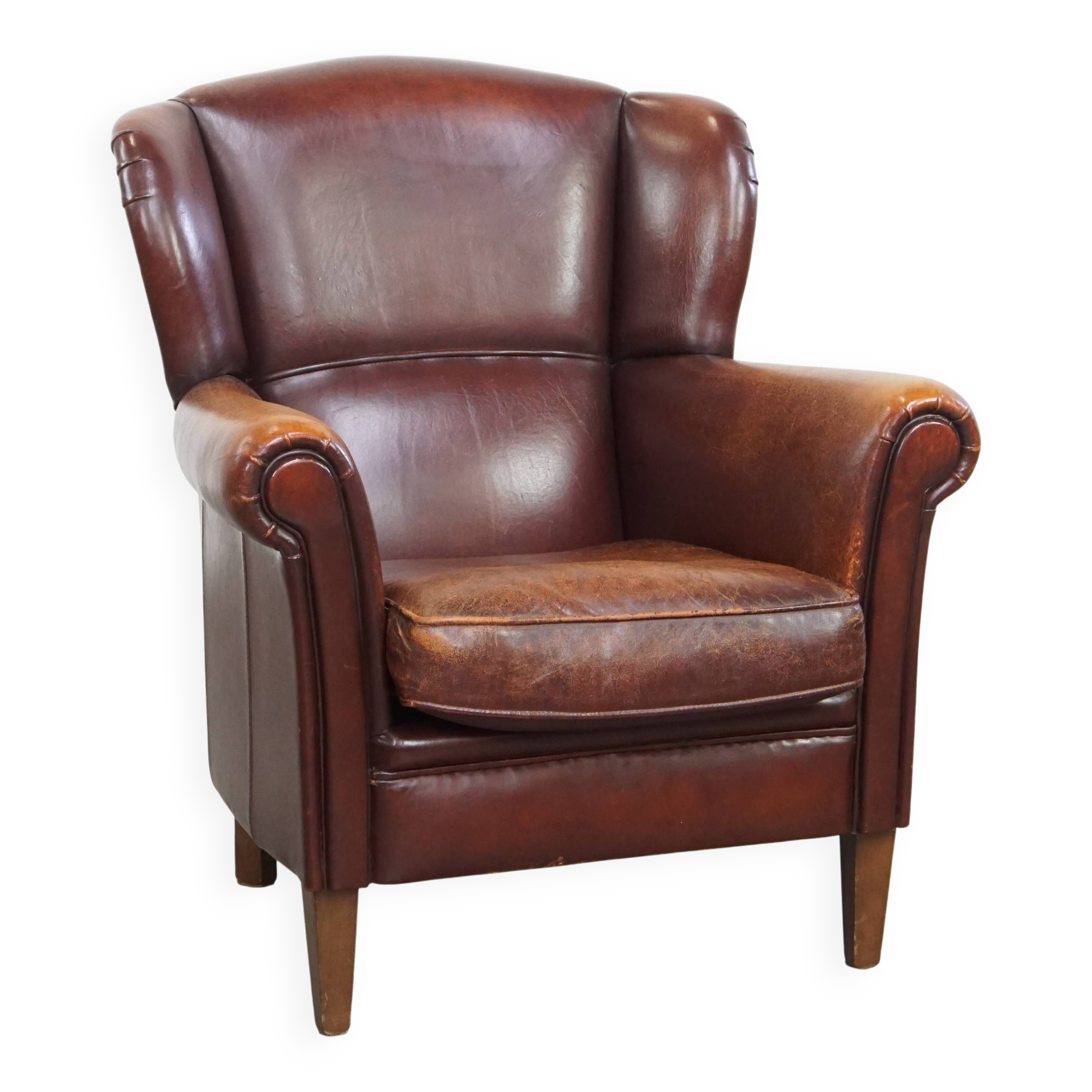 Sheepskin Leather Wingback Chair