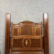 Louis XVI style Parisian center bed in marquetry and gilded bronze