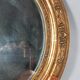 Antique oval mirror with original stucco and gilt wood frame, 37x31 cm. Beautiful patina.