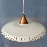 Vintage Louis Kalff enamel opaline glass pendant lamp