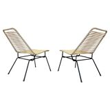 Paire de chaises d'appoint Spaghetti, design des années 1970 - Tchécoslovaquie