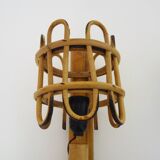 Pair of bamboo rattan lantern wall lights. 50s 60s